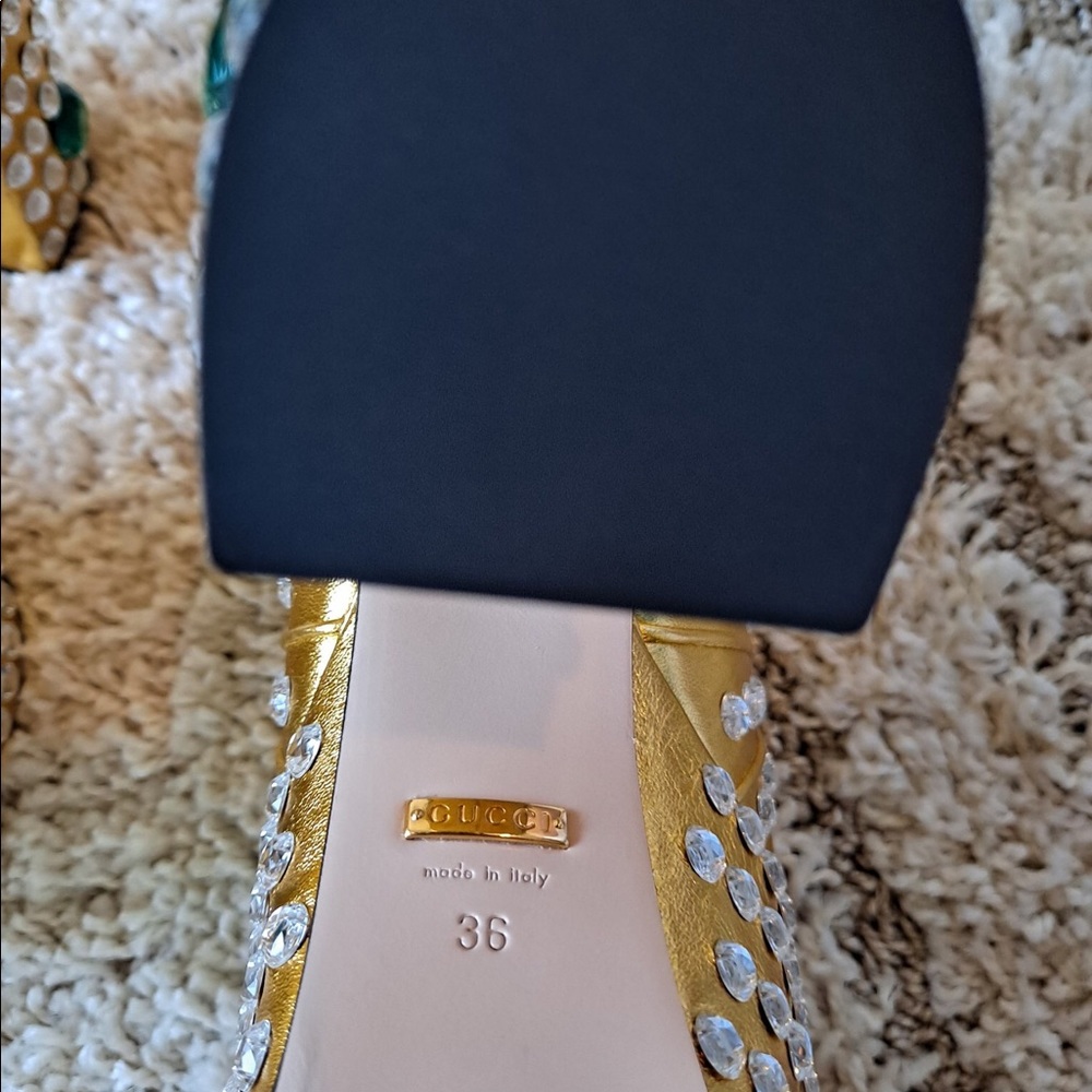 FINAL PRICE. Gucci Rhinestone Leather Platform Heels - Picture 6 of 8